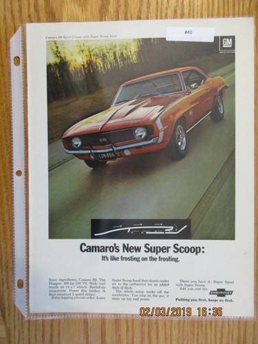 Camaro 049 advertisement 1969 - advertisement,