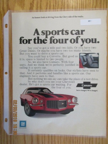 Camaro 061 advertisement 1971 - camaro#061,