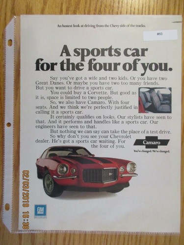 Camaro 060 advertisement 1971 - advertisement,